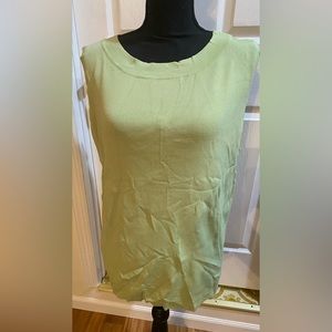 LOULOU NWT Size 3X Light Green Crew Neck TankTop Ribbed Stretchy Material